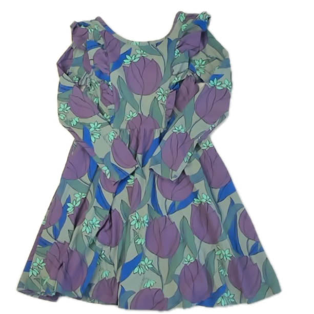 Tea Collection Girls Green Floral Dress Size: 8 Years Green Floral