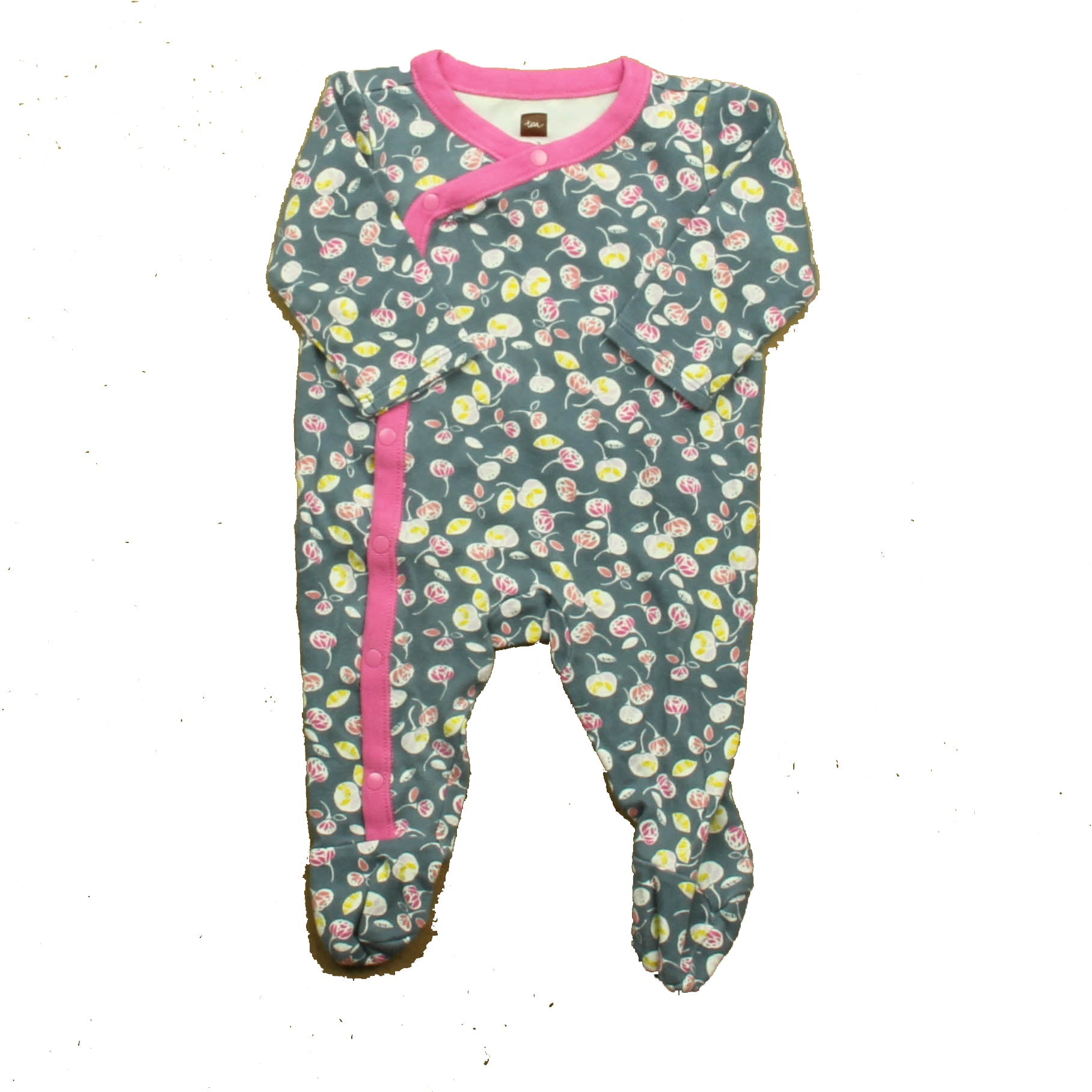 Tea Collection Girls Green Floral 1-piece footed Pajamas Size: 0-3 Months Green Floral