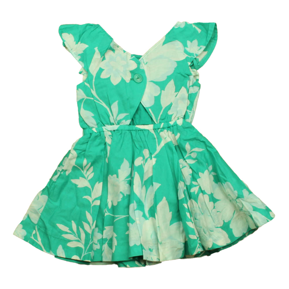 Tea Girls Green Floral Dress Size: 3T