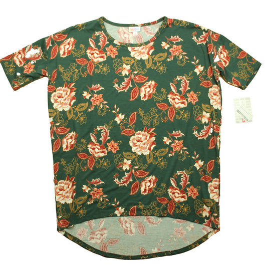 Lularoe Girls Green Floral Short Sleeve Shirt Size: Junior Small Green Floral