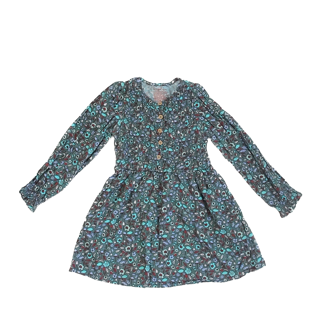 Cat & Jack Girls Green Floral Dress Size: XS (4-5T) Green Floral