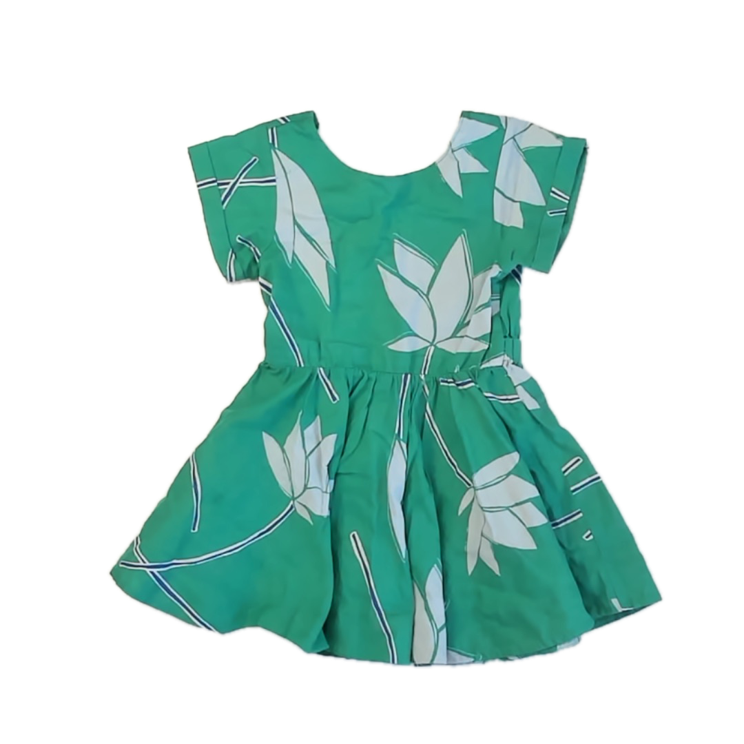 Tea Collection Girls Green Floral Dress Size: 3T Green Floral