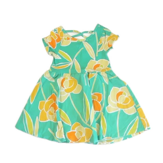 Tea Collection Girls Green Floral Dress Size: 3T Green Floral