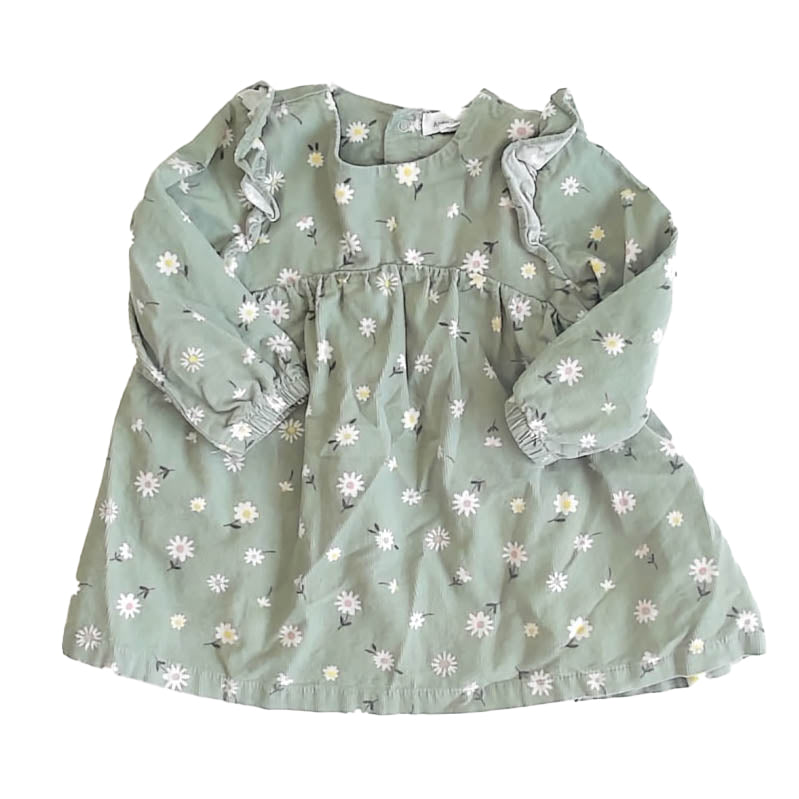 Angel Dear Girls Green Floral Dress Size: 6-12 Months Green Floral