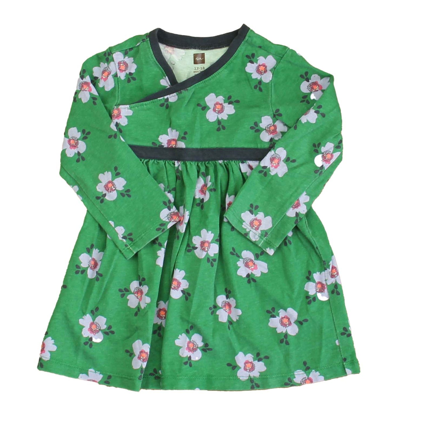 Tea Girls Green Floral Dress Size: 12-18 Months