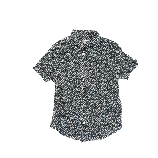 Cat & Jack Boys Green Floral Button Down Short Sleeve Size: M (8) Green Floral