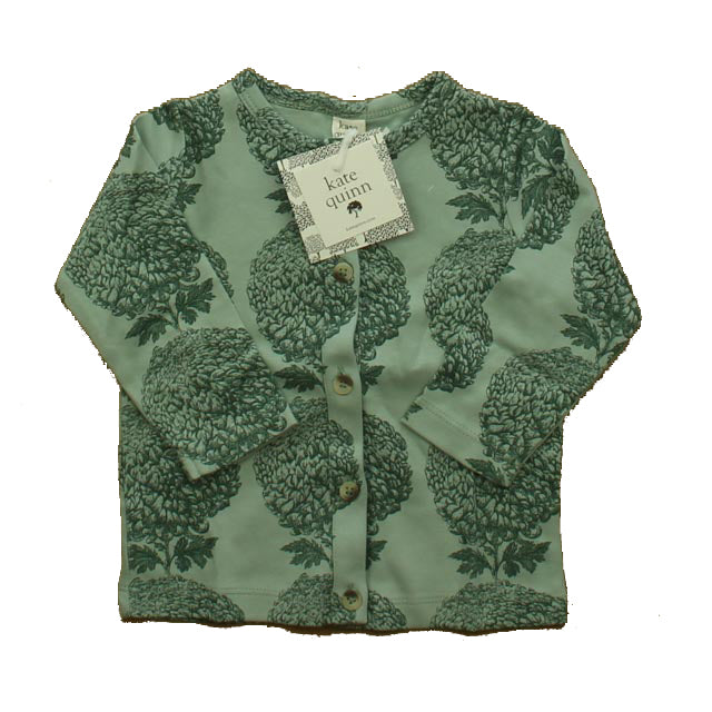 Kate Quinn Organics Boys Green Floral Long Sleeve Shirt Size: 12-18 Months