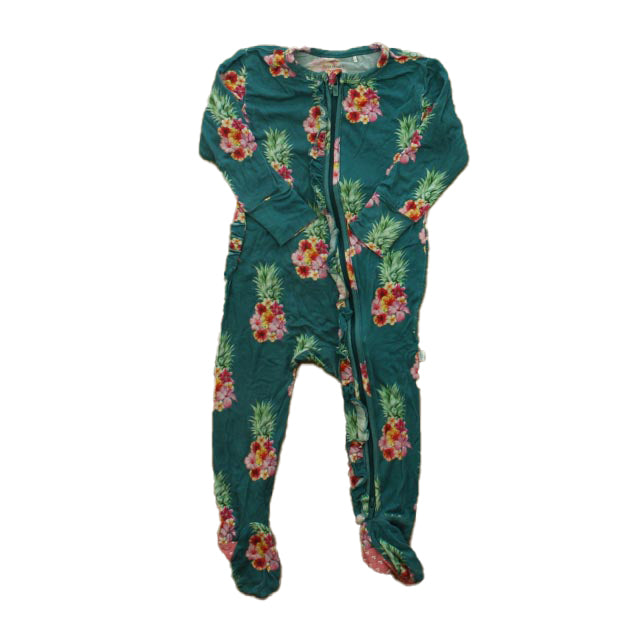 Posh Peanut Girls Green Floral 1-piece footed Pajamas Size: 12-18 Months