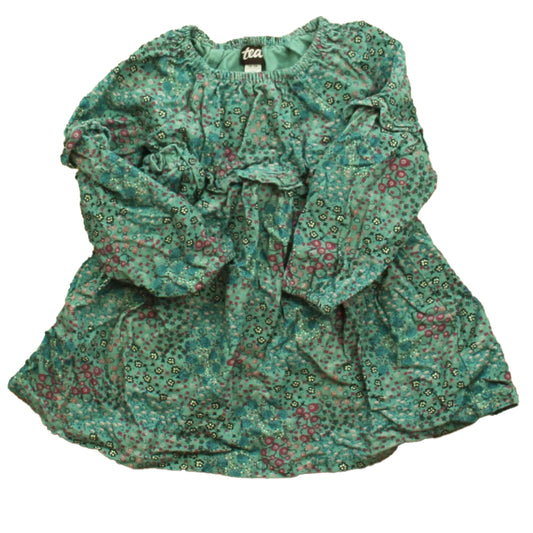 Tea Collection Girls Green Floral Dress Size: 18-24 Months Green Floral