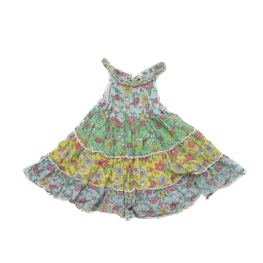 Haute Hippie Girls Green Floral Dress Size: 3T Green Floral