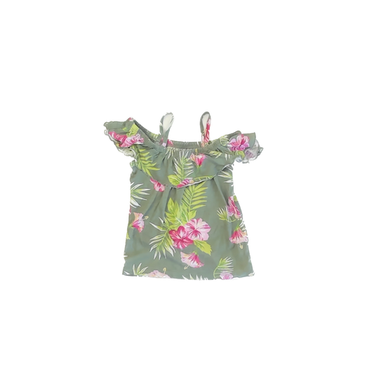 Children's Place Girls Green Floral Tank Top Size: 4T Green Floral