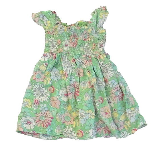 Gap Girls Green Floral Dress Size: 5T Green Floral