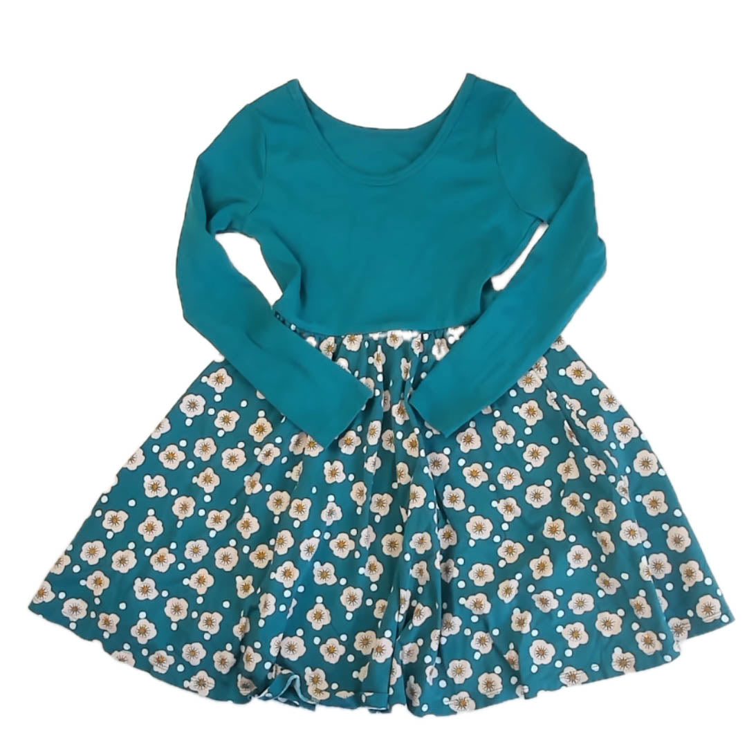 Tea Collection Girls Green Floral Dress Size: 8 Years Green Floral