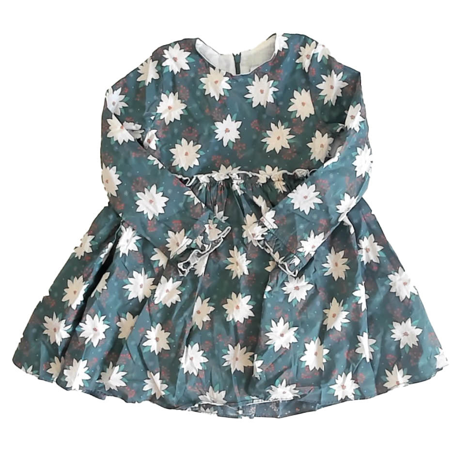 Ollie Jay Girls Green Floral Dress Size: 4T Green Floral