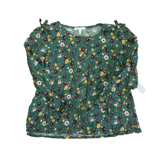 Tahari Girls Green Floral Blouse Size: 6 Years Green Floral
