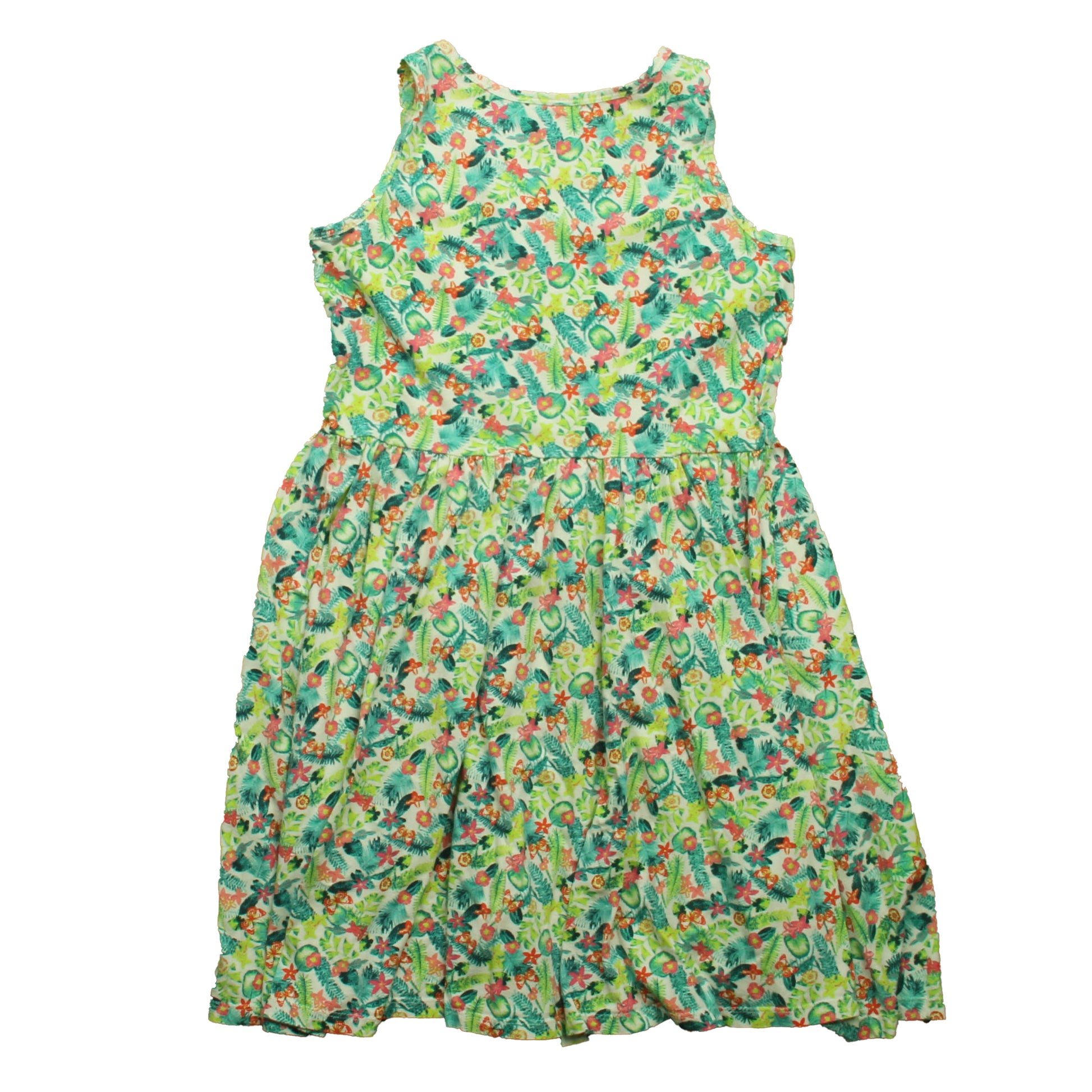 Tea Collection Girls Green Floral Dress Size: 12 Years Green Floral