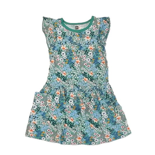 Tea Collection Girls Green Floral Dress Size: 4T Green Floral