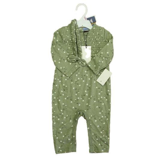 7 for all Mankind Girls Green Floral Long Sleeve Outfit Size: 6-9 Months Green Floral