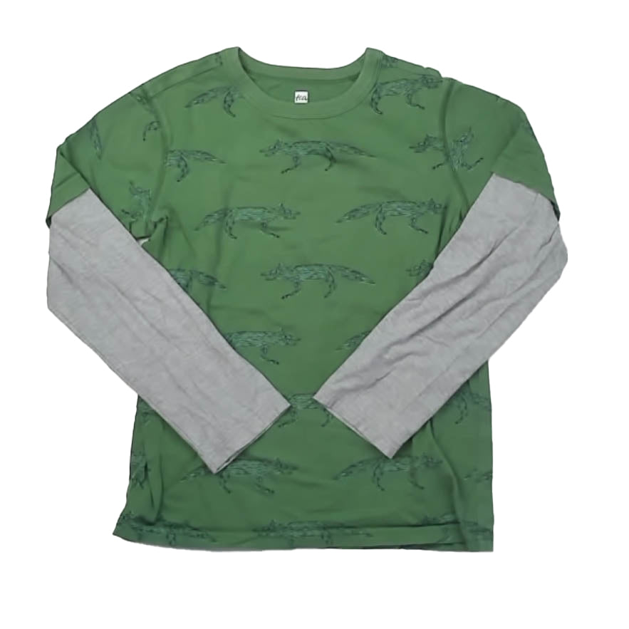 Tea Collection Boys Green Fox Long Sleeve T-Shirt Size: 12 Years Green Fox