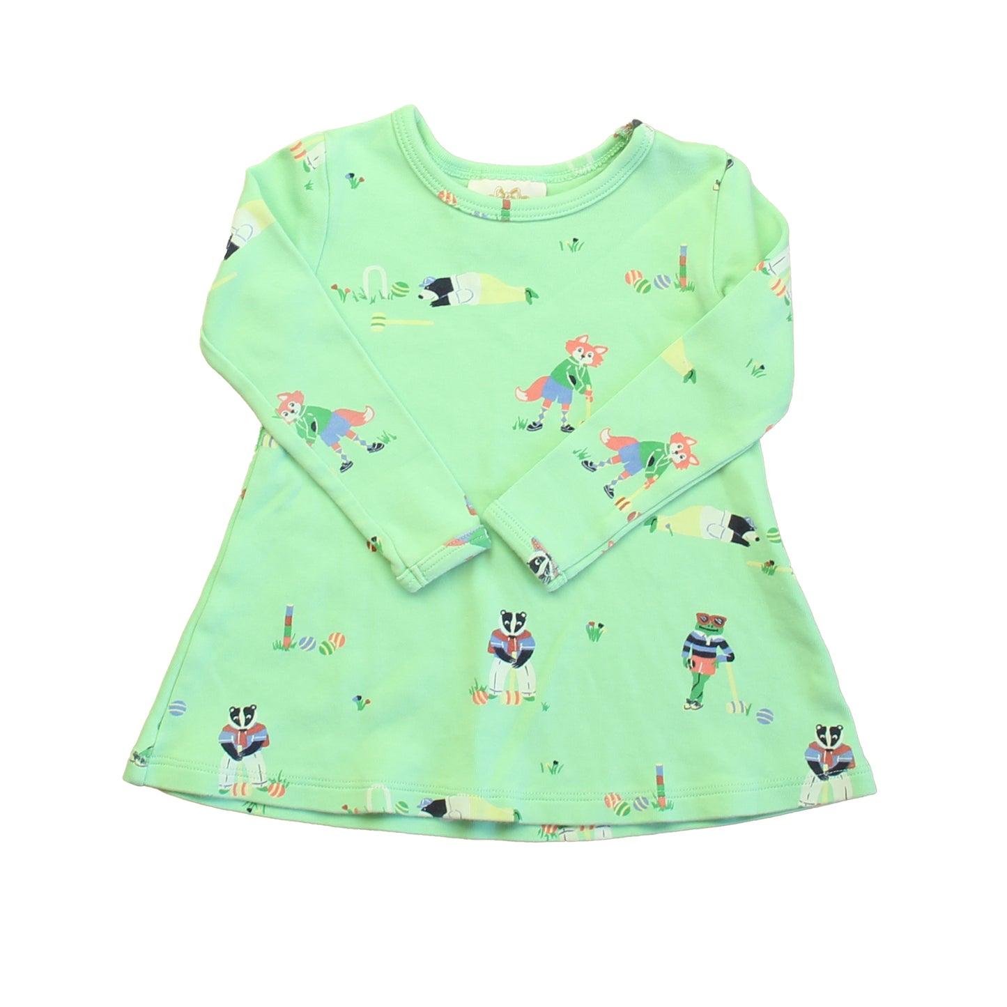 Bella Bliss Girls Green Fox Dress Size: 12-18 Months
