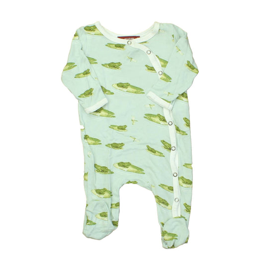 Milkbarn Boys Green | Frogs 1-piece footed Pajamas Size: 0-3 Months Green | Frogs