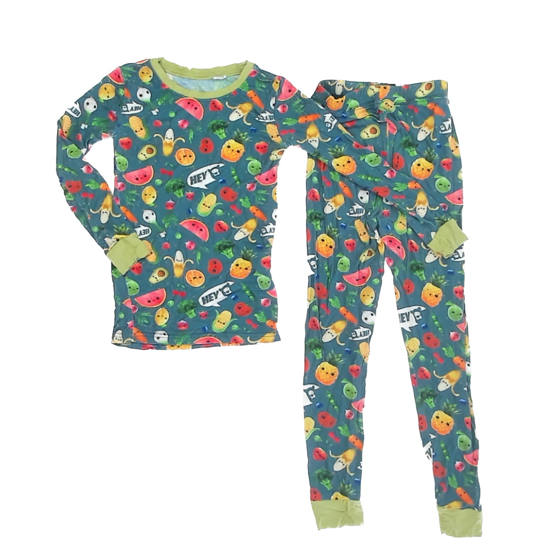 Unknown Brand Boys Green Fruit 2-piece Pajamas Size: 8 Years* Green Fruit