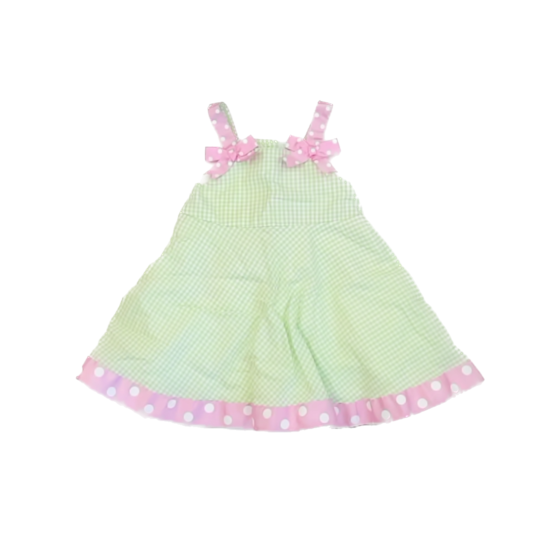 Specialty Baby Girls Green Gingham Dress Size: 18 Months Green Gingham