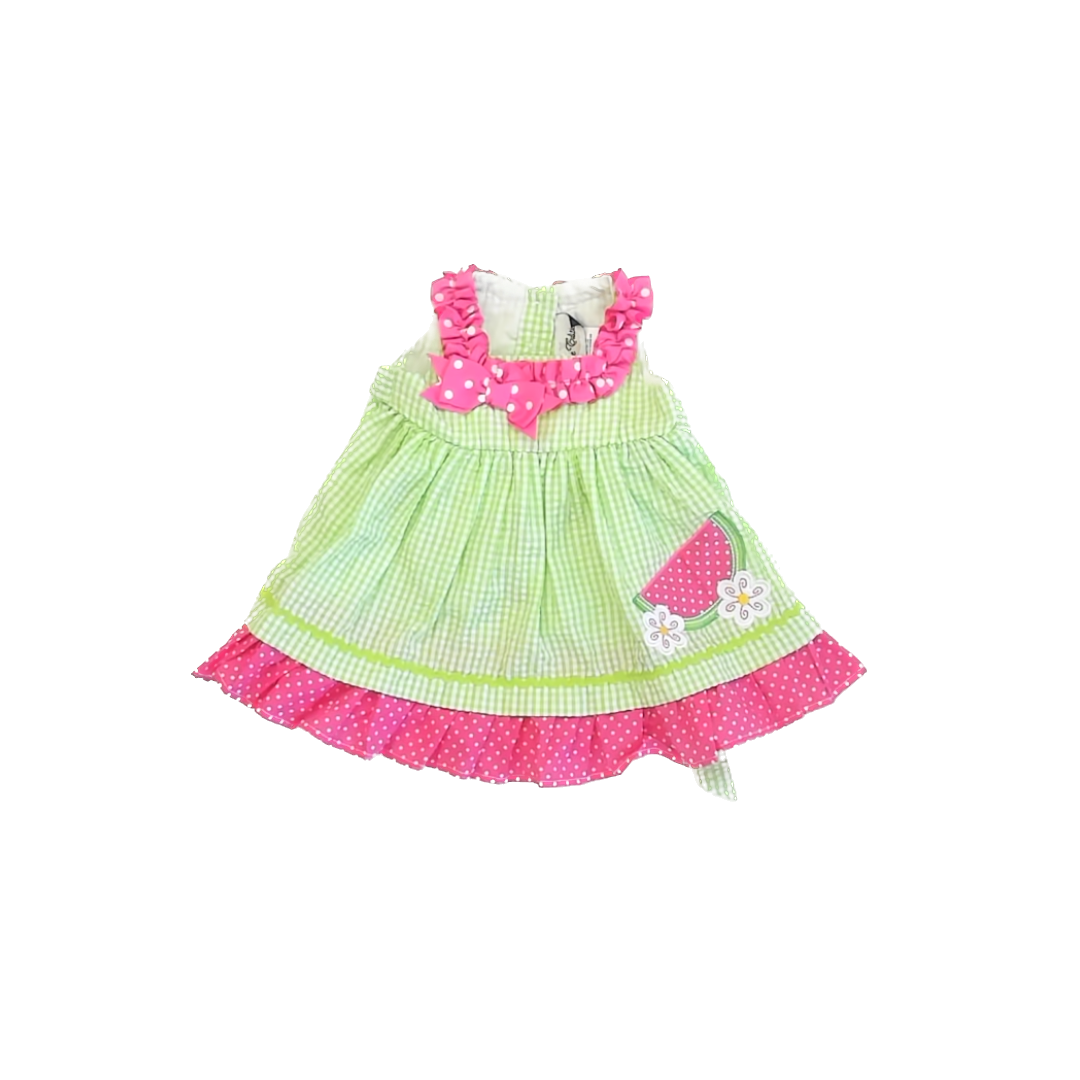 Rare Editions Girls Green Gingham Dress Size: 3-6 Months Green Gingham