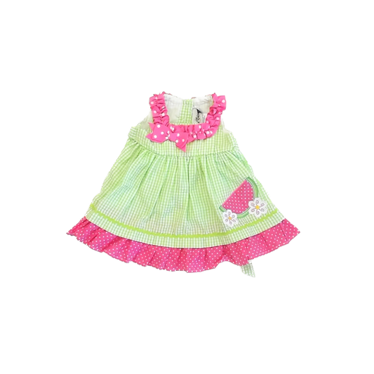 Rare Editions Girls Green Gingham Dress Size: 3-6 Months Green Gingham