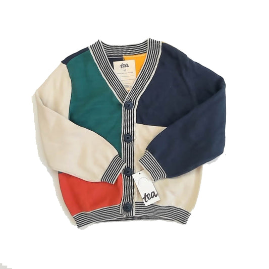 Tea Collection Boys Green | Gray Colorblock Cardigan Size: 4-5T Green | Gray Colorblock