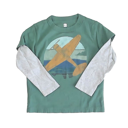 Tea Collection Boys Green | Gray Long Sleeve T-Shirt Size: 4T Green | Gray