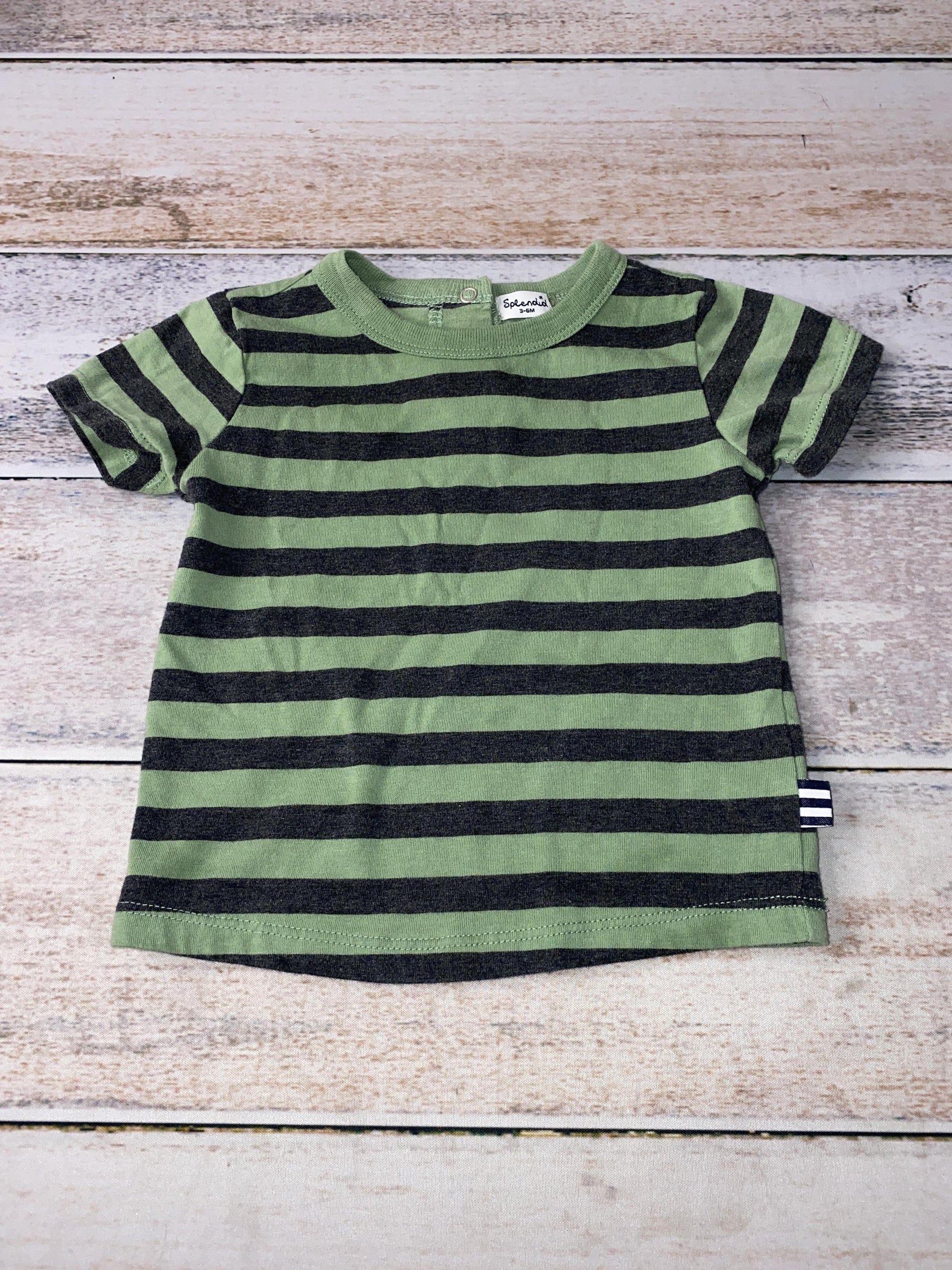 Splendid Boys green | Grey | Striped T-Shirt Size: 3-6 months green | Grey | Striped