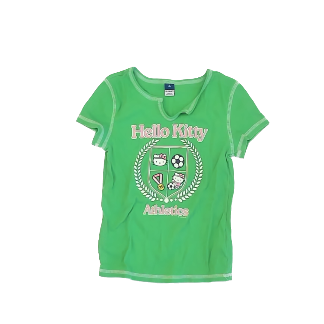 Old Navy Girls Green Hello Kitty T-Shirt Size: 8 Years Green Hello Kitty
