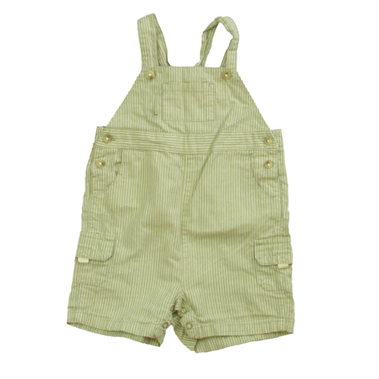 Janie and Jack Boys Green | Ivory Stripe Overall Shorts Size: 3-6 Monnths Green | Ivory Stripe