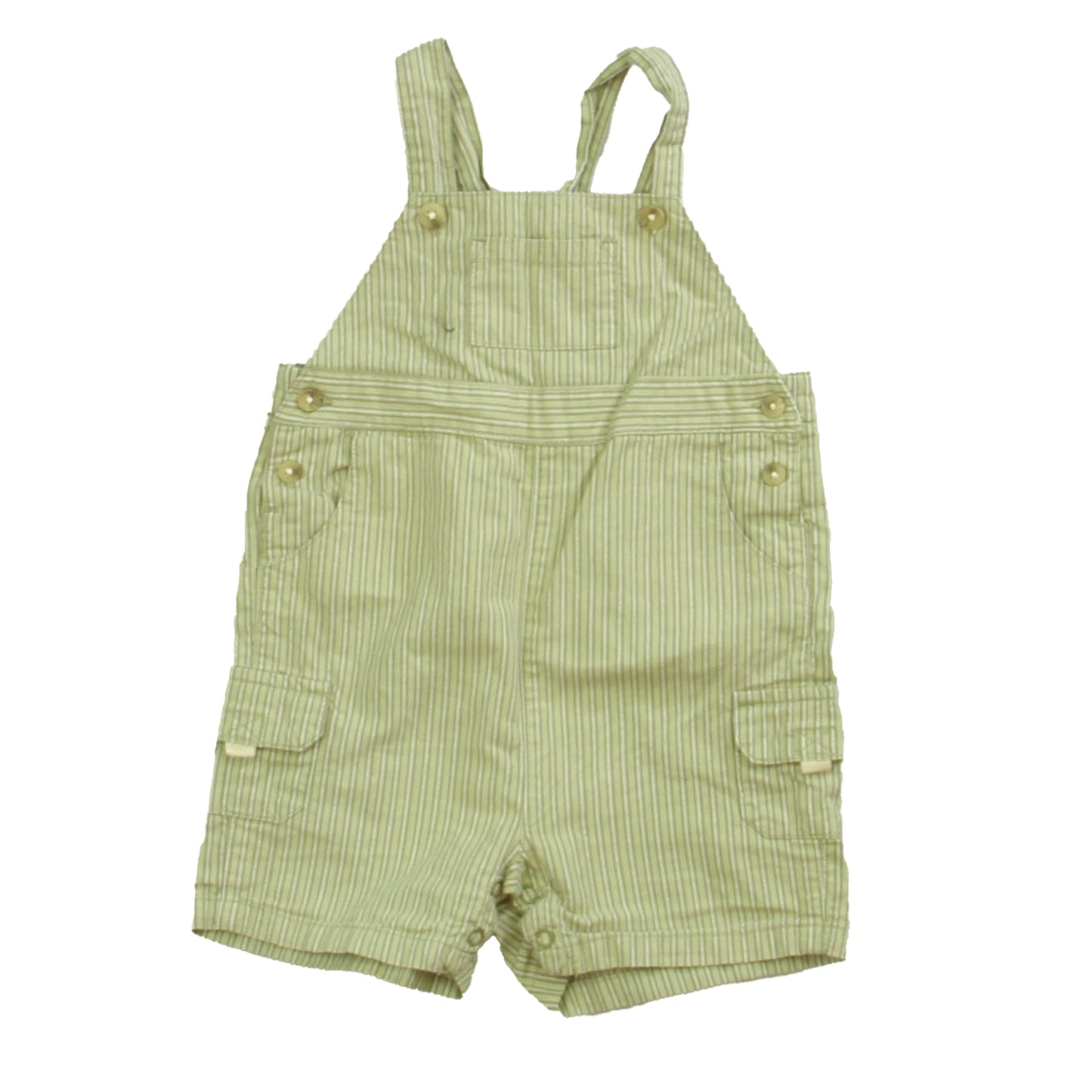 Janie and Jack Boys Green | Ivory Stripe Overall Shorts Size: 3-6 Monnths