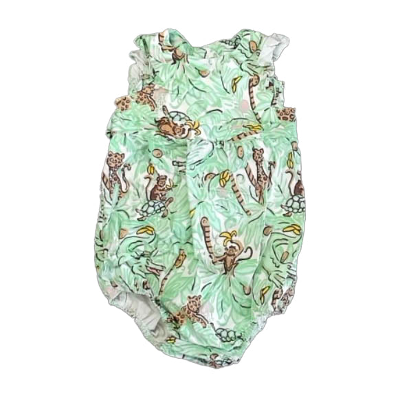Classic Prep Girls Green Jungle Romper Size: 18-24 Months Green Jungle
