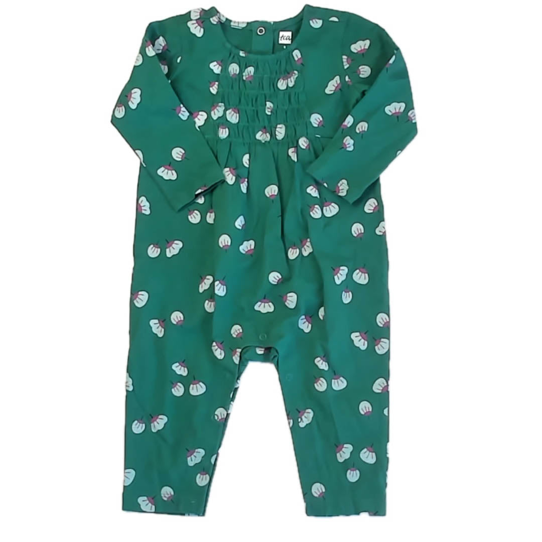 Tea Collection Girls Green Ladybugs Romper Size: 6-9 Months Green Ladybugs