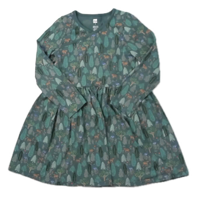 Tea Collection Girls Green Leaves Dress Size: 5T Green Leaves