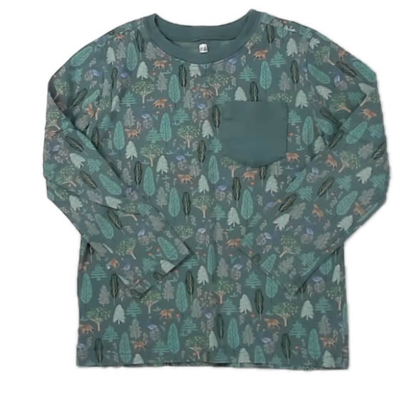 Tea Collection Boys Green Leaves Long Sleeve T-Shirt Size: 7 Years Green Leaves