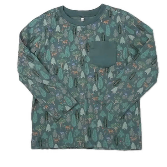 Tea Collection Boys Green Leaves Long Sleeve T-Shirt Size: 7 Years Green Leaves