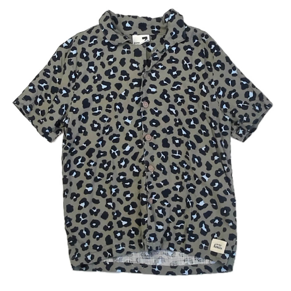 Cotton ON Boys Green Leopard Button Down Short Sleeve Size: 7 Years Green Leopard