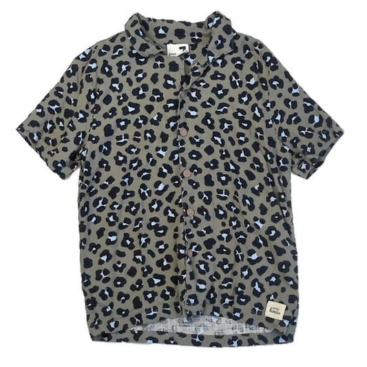 Cotton ON Boys Green Leopard Button Down Short Sleeve Size: 7 Years Green Leopard