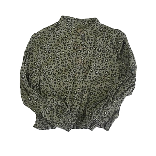 Cat & Jack Girls Green Leopard Blouse Size: 4-5T Green Leopard