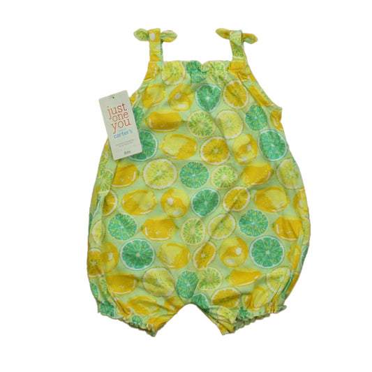 Carter's Girls Green Limes | Yellow Lemons Romper Size: 6 Months