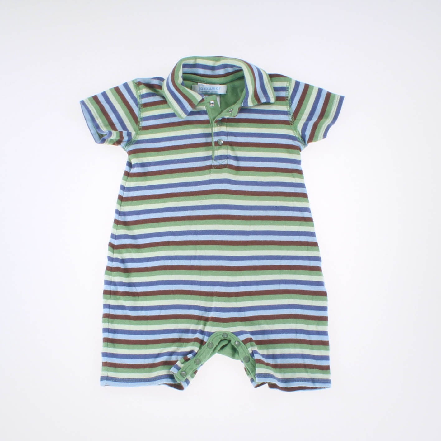 Jaxxwear Boys Green | Multi Stripes Romper Size: 9-12 Months Green | Multi Stripes