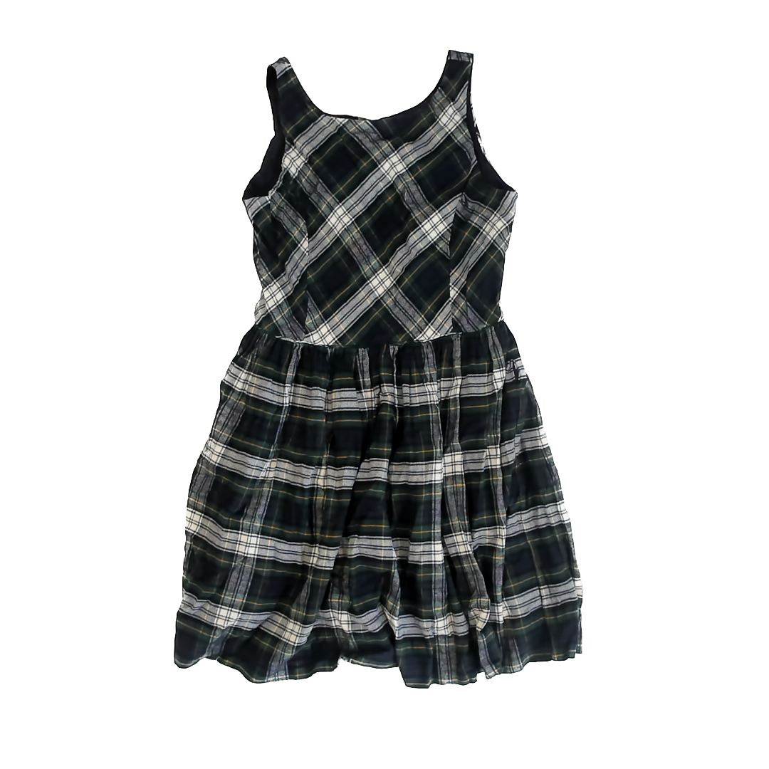 Polo Ralph Lauren Girls Green Navy Plaid Dress Size: 16 Years Green Navy Plaid