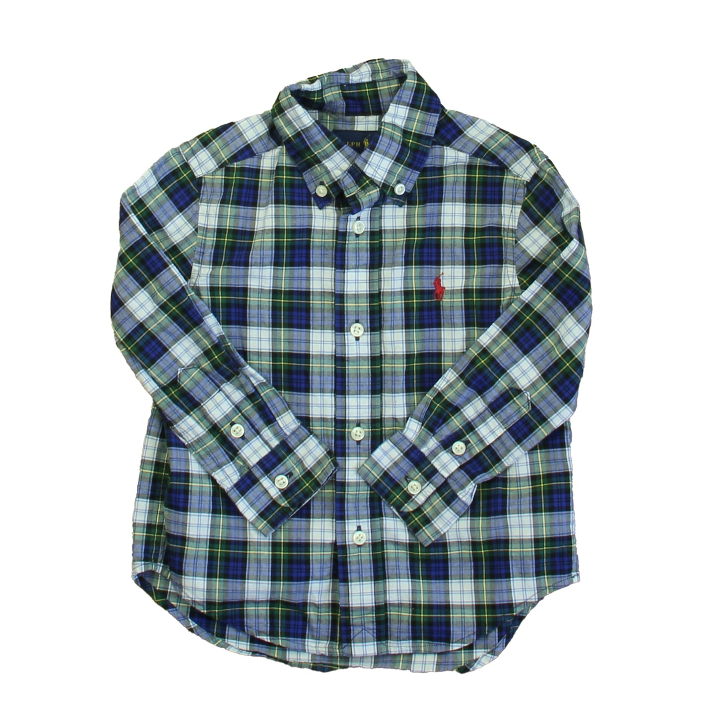 Ralph Lauren Boys Green | Navy Plaid Button Down Long Sleeve Size: 2T