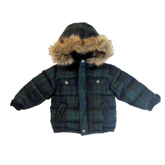 Gap Boys Green | Navy Plaid Winter Hat Size: 3T Green | Navy Plaid