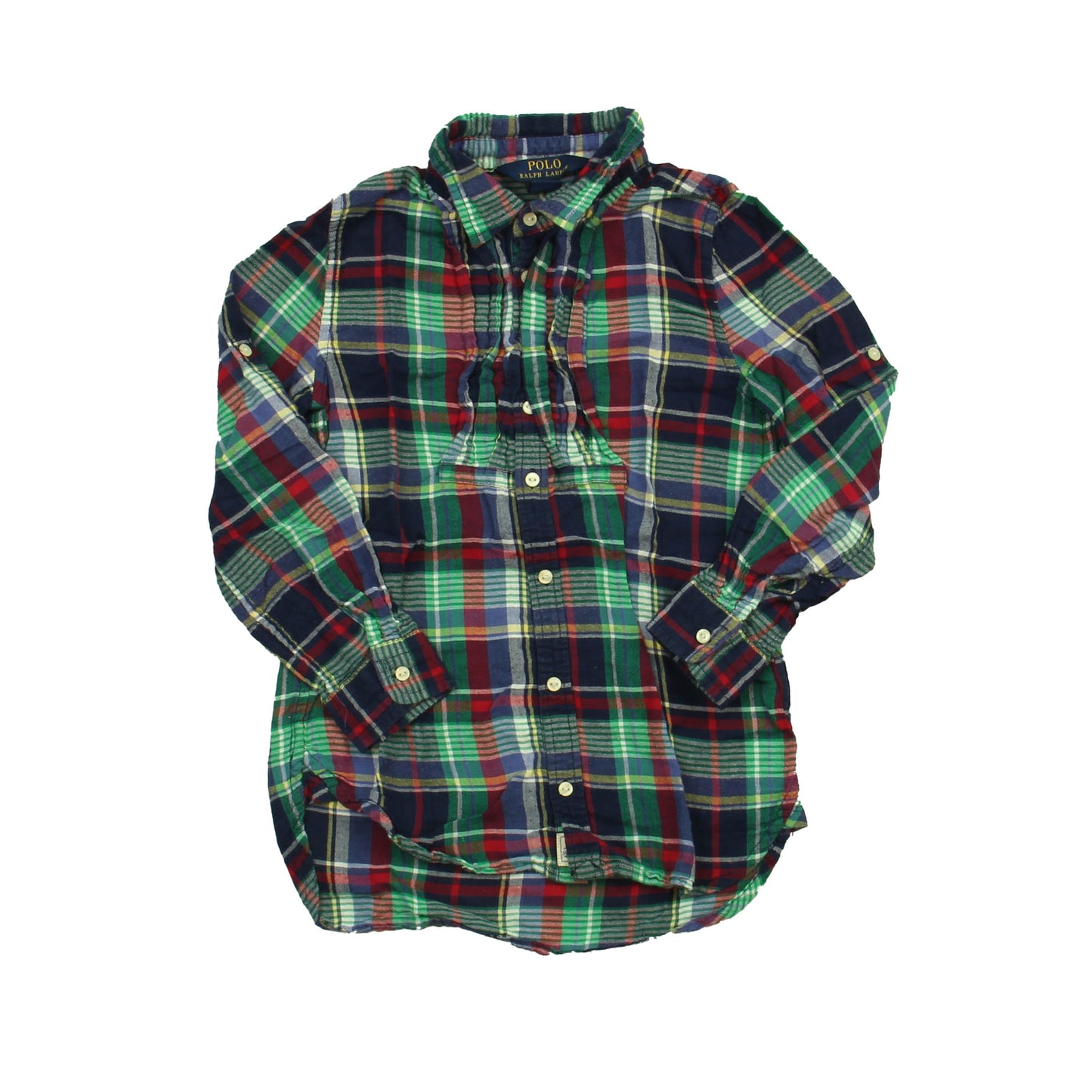 Ralph Lauren Girls Green | Navy Plaid Blouse Size: 6 Years