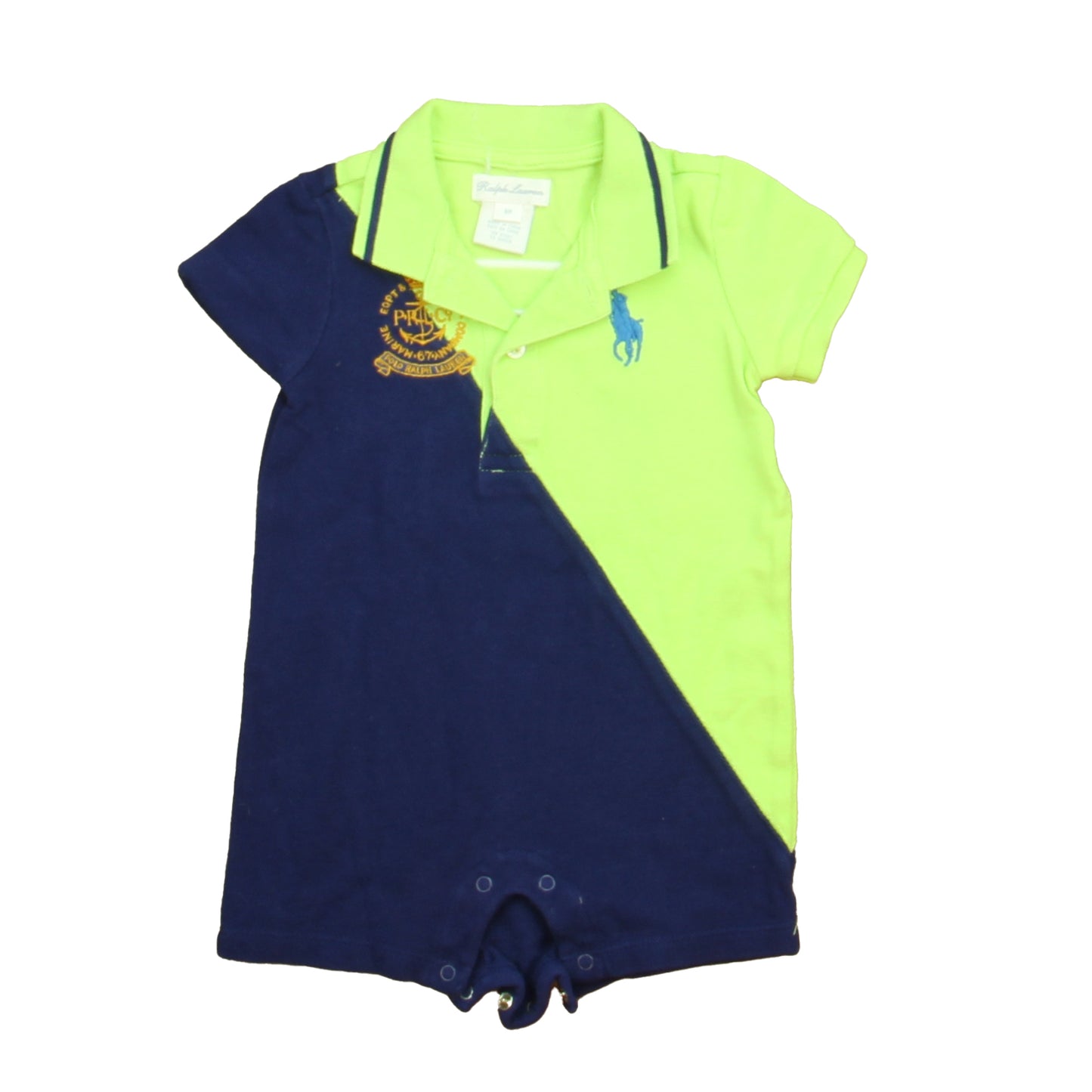 Ralph Lauren Boys Green | Navy Romper Size: 6 Months